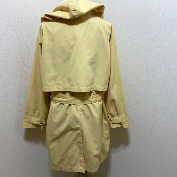 Woman's Size Large L.L. Bean Yellow Rain Trench Coat with Hood - Picture 8 of 10